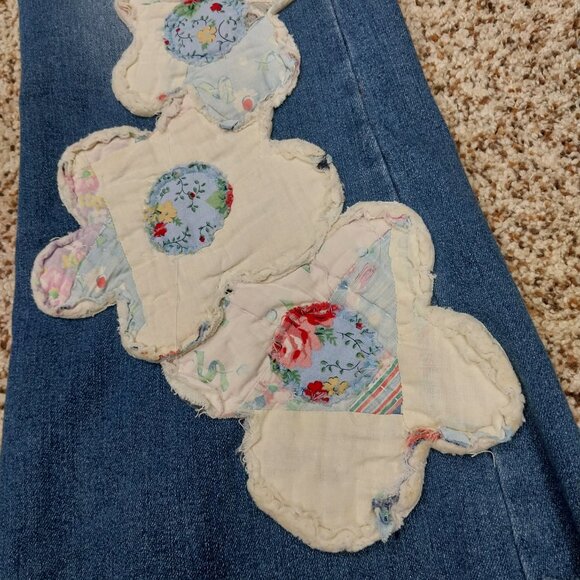 3787 Size 14 Upcycled High Waist Cato Appliqued with Quilted Flowers. - Picture 2 of 7